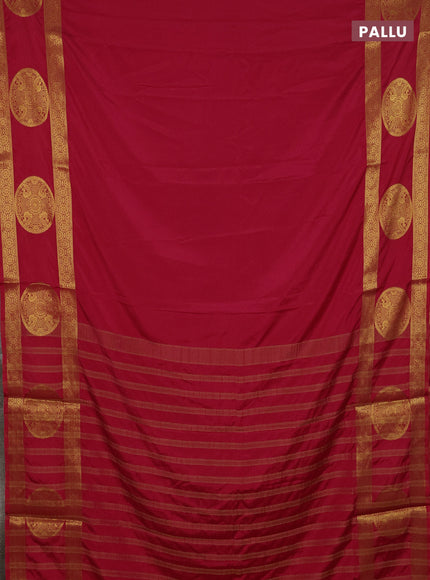 Art mysore silk saree red with plain body and rettapet zari woven butta border