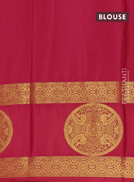 Art mysore silk saree red with plain body and rettapet zari woven butta border