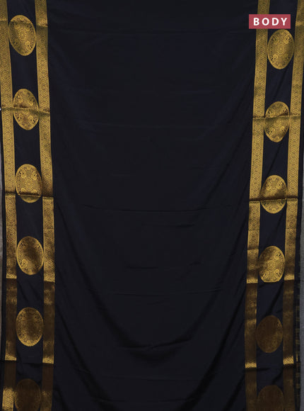 Art mysore silk saree black with plain body and rettapet zari woven butta border