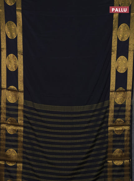Art mysore silk saree black with plain body and rettapet zari woven butta border