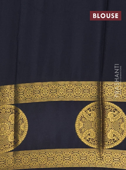 Art mysore silk saree black with plain body and rettapet zari woven butta border