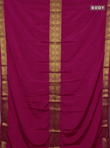 Art mysore silk saree pink with plain body and long rettapet zari woven border