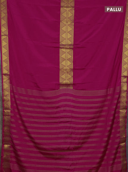 Art mysore silk saree pink with plain body and long rettapet zari woven border