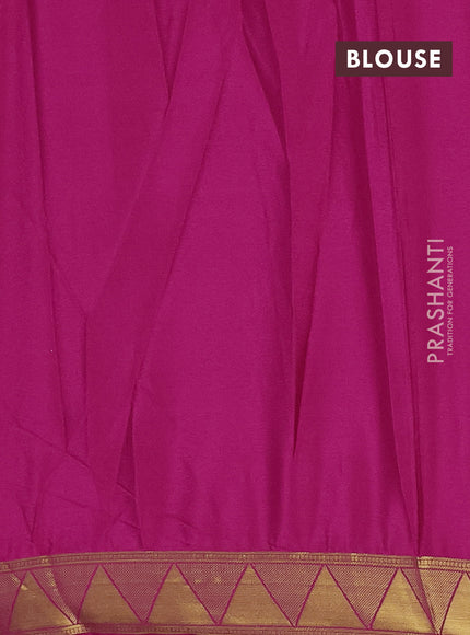 Art mysore silk saree pink with plain body and long rettapet zari woven border