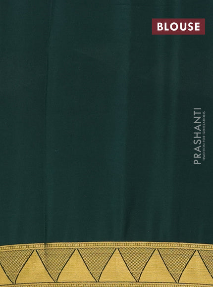 Art mysore silk saree green with plain body and long rettapet zari woven border
