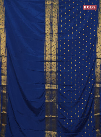 Art mysore silk saree peacock blue with plain body and long zari butta border