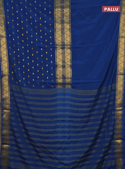 Art mysore silk saree peacock blue with plain body and long zari butta border