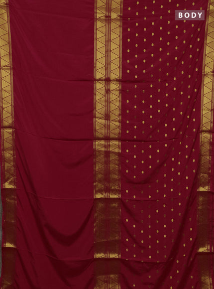 Art mysore silk saree red with plain body and long zari butta border
