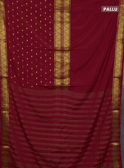 Art mysore silk saree red with plain body and long zari butta border