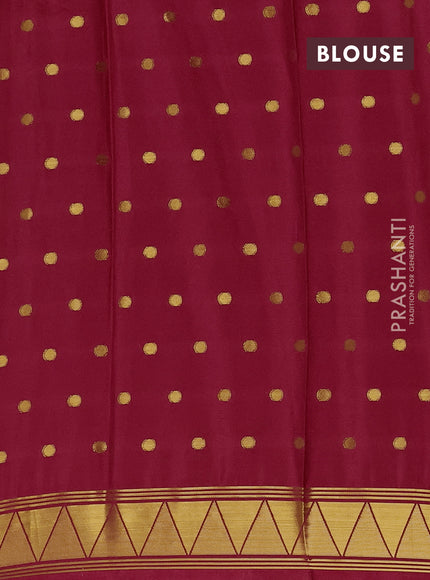 Art mysore silk saree red with plain body and long zari butta border