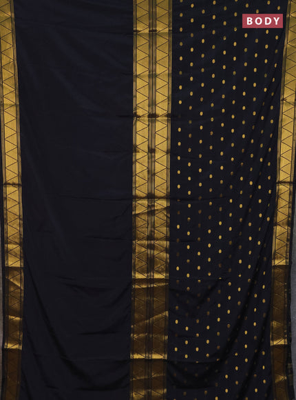 Art mysore silk saree black with plain body and long zari butta border