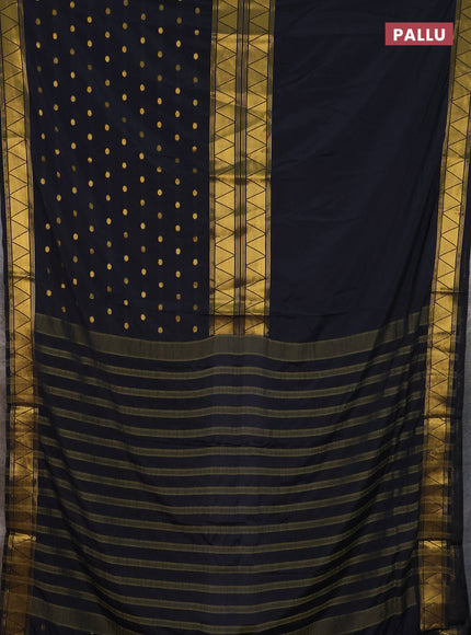 Art mysore silk saree black with plain body and long zari butta border