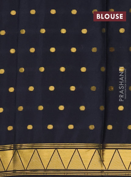 Art mysore silk saree black with plain body and long zari butta border