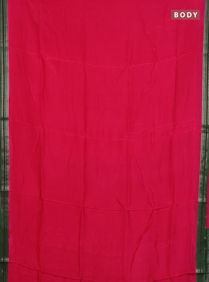 Art mysore silk saree pink and green with plain body and zari woven border