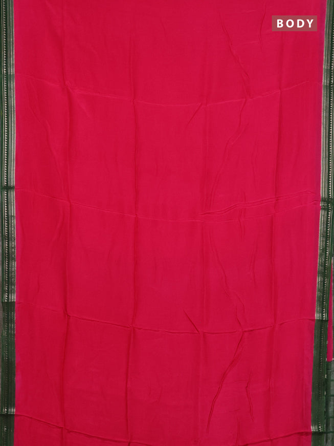 Art mysore silk saree pink and green with plain body and zari woven border