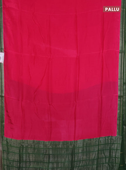 Art mysore silk saree pink and green with plain body and zari woven border
