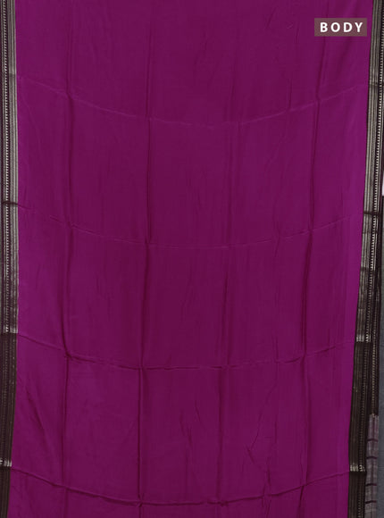 Art mysore silk saree magenta pink and coffee brown with plain body and zari woven border