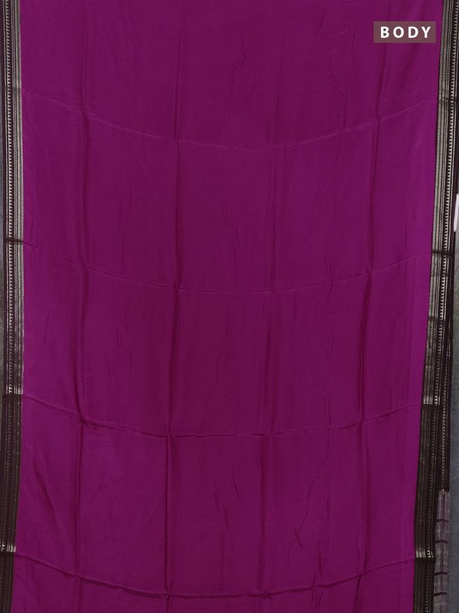 Art mysore silk saree magenta pink and coffee brown with plain body and zari woven border