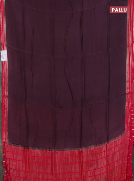 Art mysore silk saree deep jamun and pink with plain body and zari woven border