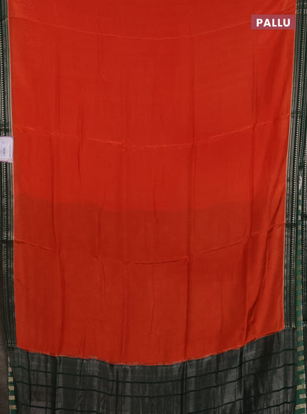 Art mysore silk saree orange and green with plain body and zari woven border