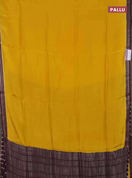 Art mysore silk saree yellow and deep jamun with plain body and zari woven border