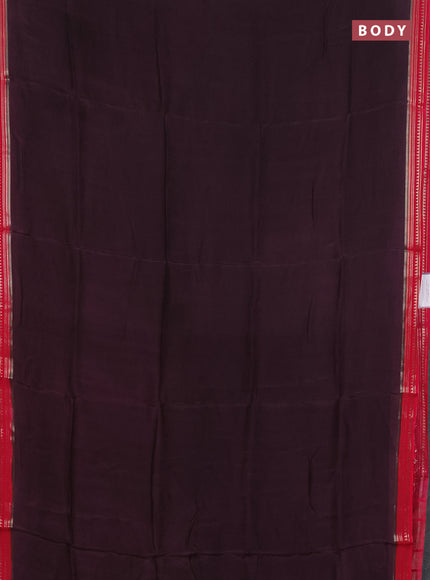 Art mysore silk saree coffee brown and red with plain body and zari woven border