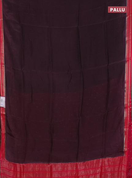 Art mysore silk saree coffee brown and red with plain body and zari woven border