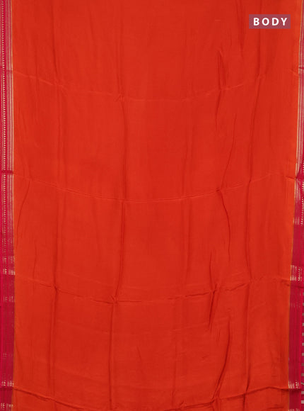Art mysore silk saree orange and pink with plain body and zari woven border