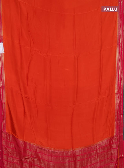 Art mysore silk saree orange and pink with plain body and zari woven border