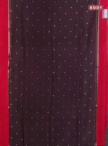 Art mysore silk saree deep jamun and pink with allover zari stripes pattern and zari woven simple border