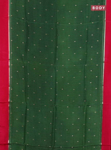 Art mysore silk saree green and pink with allover zari stripes pattern and zari woven simple border