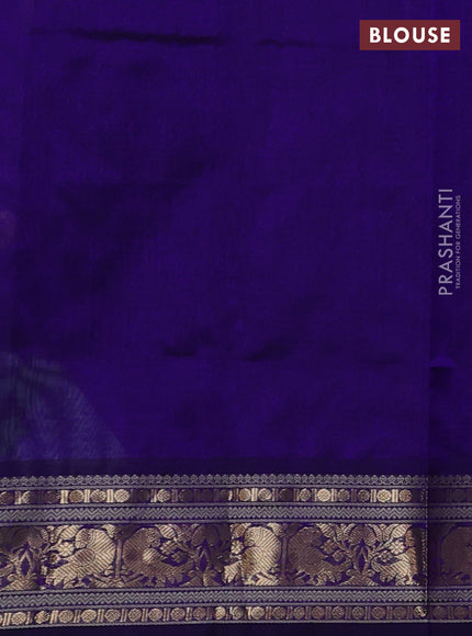 Kanchipuram silk cotton saree blue with zari woven buttas and zari woven border