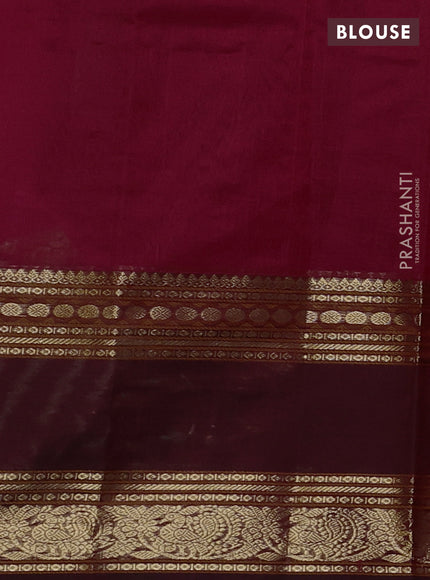 Kanchipuram silk cotton saree maroon with zari woven buttas and rettapet zari woven border