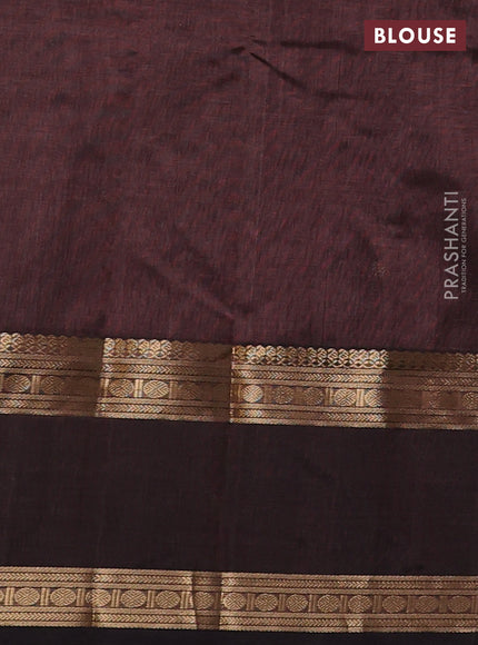 Kanchipuram silk cotton saree brown with zari woven buttas and rettapet zari woven border