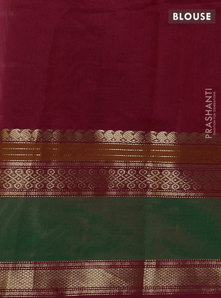 Kanchipuram silk cotton saree red with allover thread checks & buttas and rettapet zari woven border