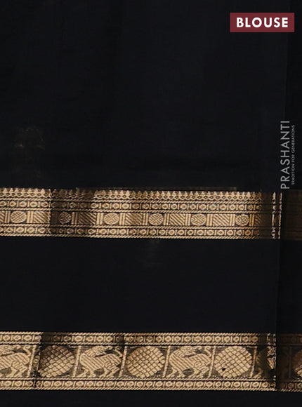 Kanchipuram silk cotton saree black with zari woven buttas and rettapet zari woven border