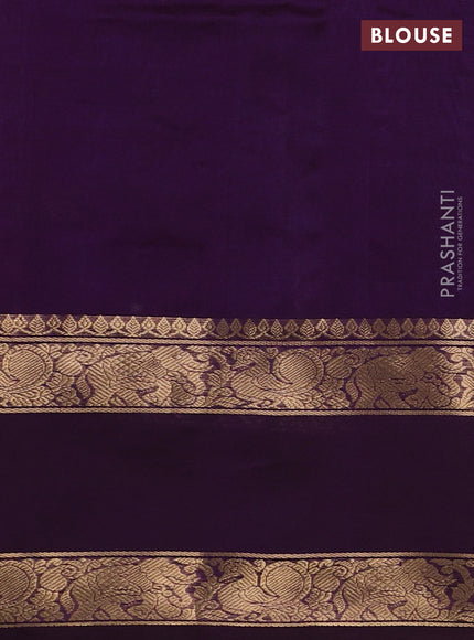 Kanchipuram silk cotton saree purple with zari woven buttas and rettapet zari woven border