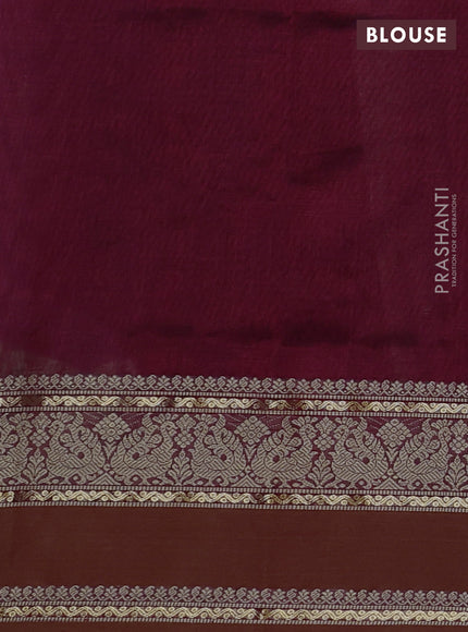 Kanchipuram silk cotton saree maroon with zari woven buttas and thread woven border