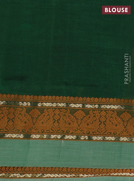 Kanchipuram silk cotton saree green with zari woven buttas and thread woven border