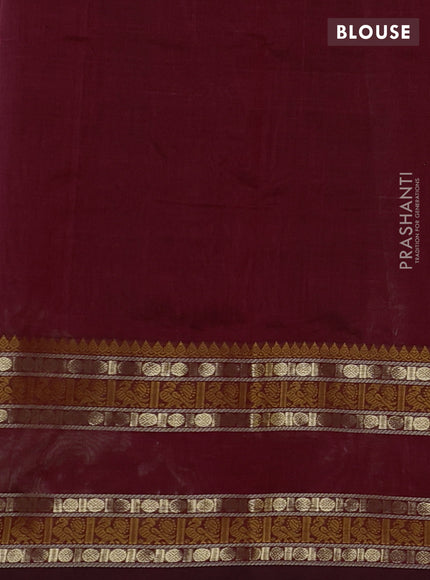 Kanchipuram silk cotton saree maroon and and zari woven buttas and rettapet zari woven border