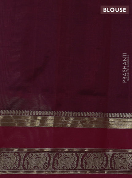 Kanchipuram silk cotton saree maroon with allover thread checked pattern and rettapet thread border