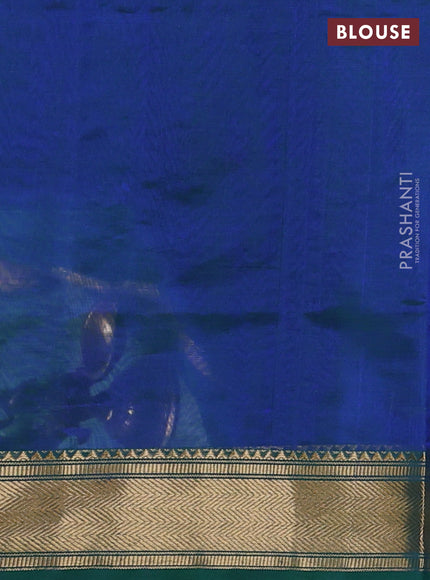 Kanchipuram silk cotton saree dual shade of bluish green and and zari woven buttas and zari woven border