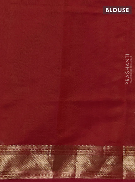 Kanchipuram silk cotton saree orange and and zari woven buttas and zari woven border