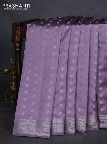 Chiniya silk saree lavender with zari woven buttas and zari woven border