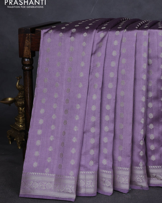 Chiniya silk saree lavender with zari woven buttas and zari woven border