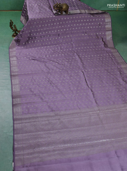 Chiniya silk saree lavender with zari woven buttas and zari woven border