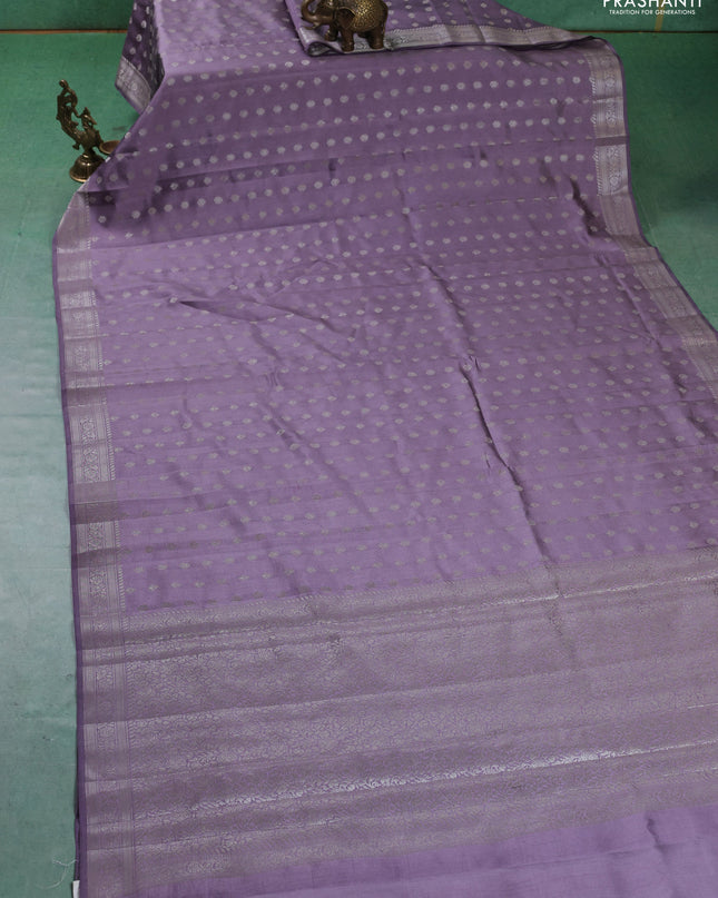 Chiniya silk saree lavender with zari woven buttas and zari woven border