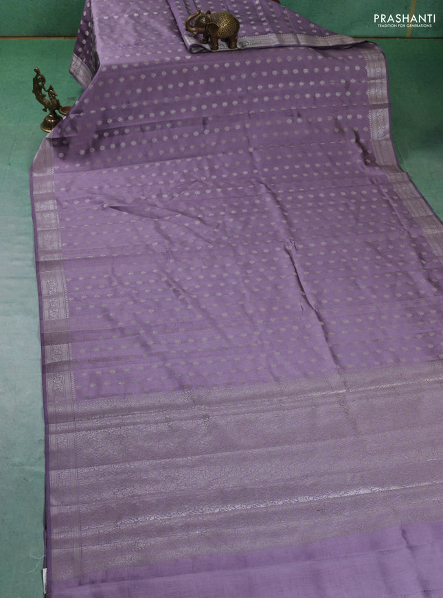 Chiniya silk saree lavender with zari woven buttas and zari woven border