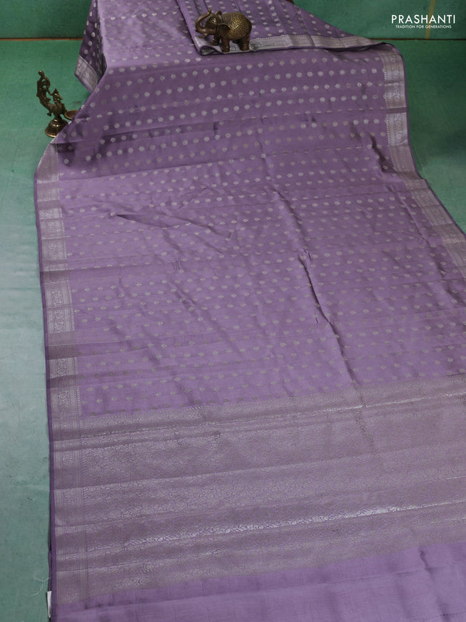 Chiniya silk saree lavender with zari woven buttas and zari woven border