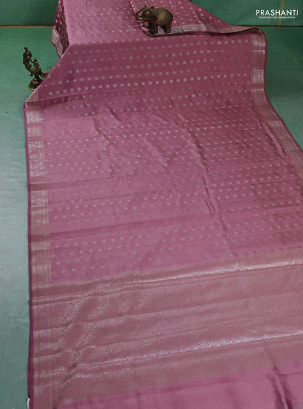 Chiniya silk saree mauve pink with zari woven buttas and zari woven border